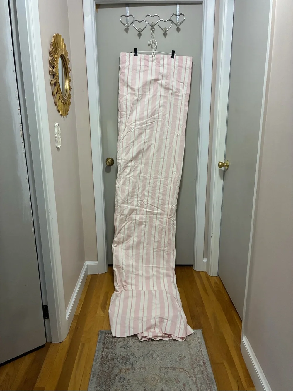 Pottery Barn Kids Pink and White Striped Drapes